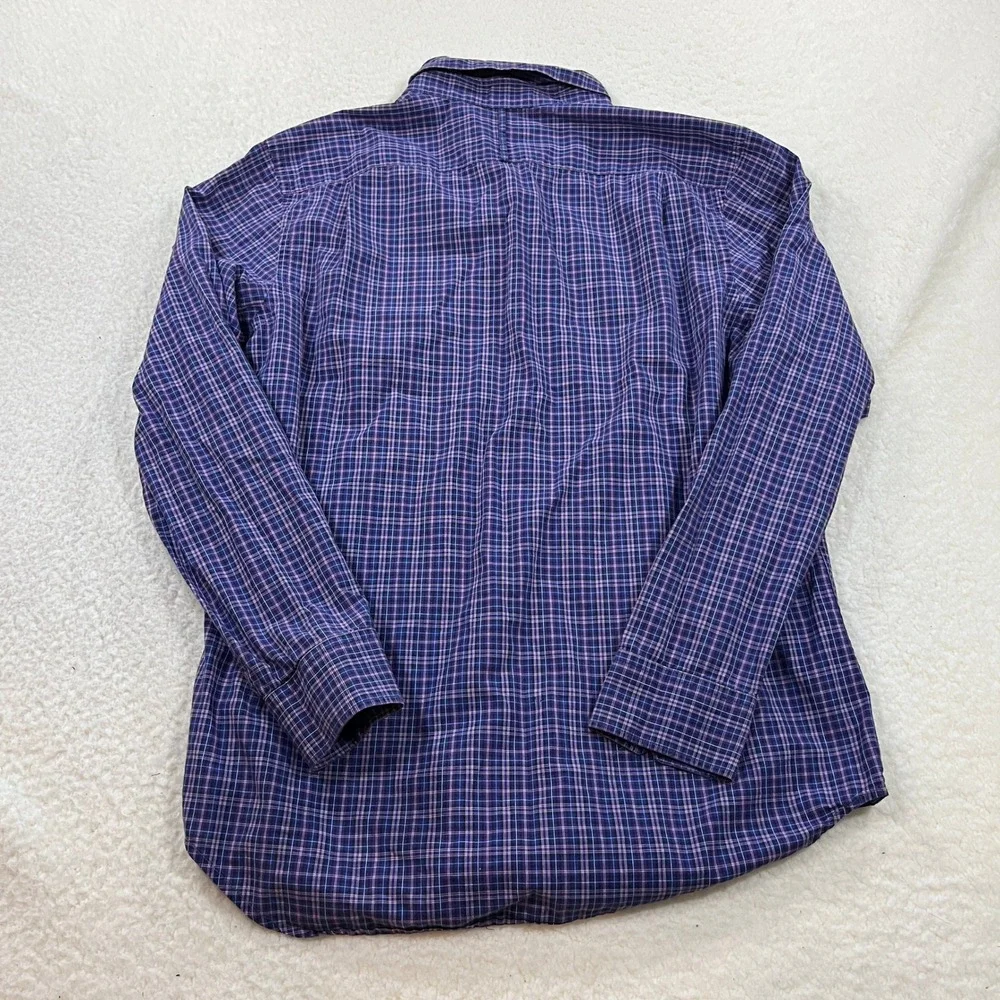 Banana Republic Shirt Mens Large Purple Plaid Soft Wash Button Down Long Sleeve